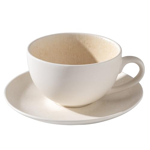 Ceramic Latte Art Mug With Saucer