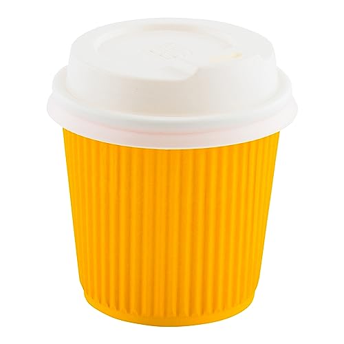 Ripple Wall Coffee Cups 500 Count 4 Ounce Insulated Yellow Paper Cups