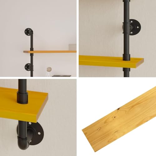 Industrial Pipe Shelving Rustic Floating Bookshelf for Living Room 60 Inch Wall Mounted Bookshelf Pipe Shelves with Wood Planks Industrial Floating Shelves Farmhouse Kitchen Shelving