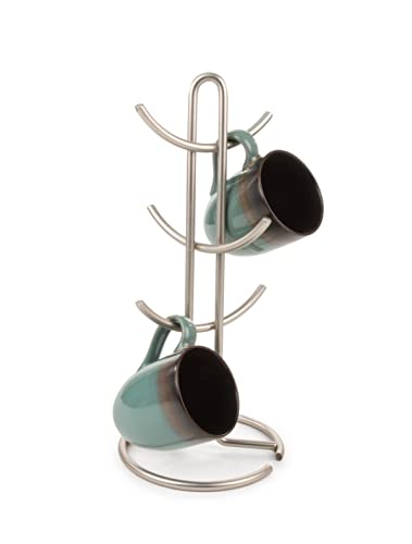 Euro 6 Mug Holder for Storage and Organization of Coffee and Tea Mugs Satin Nickel