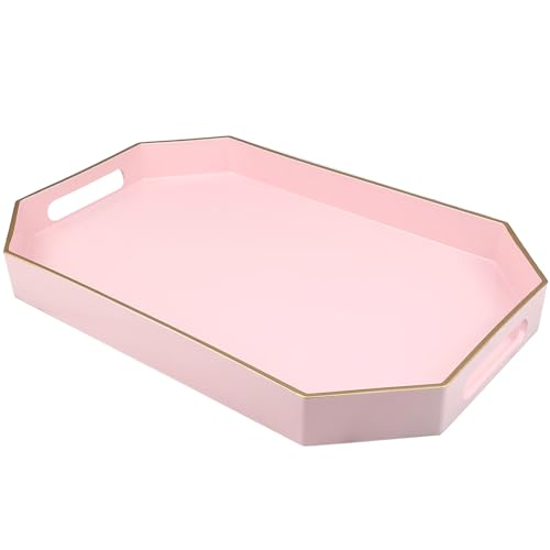 Pink Decorative Tray with Handles