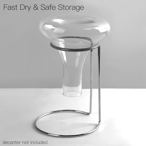 Wine Decanter Drying Stand with Rubber Coated Top to Prevent Scratches