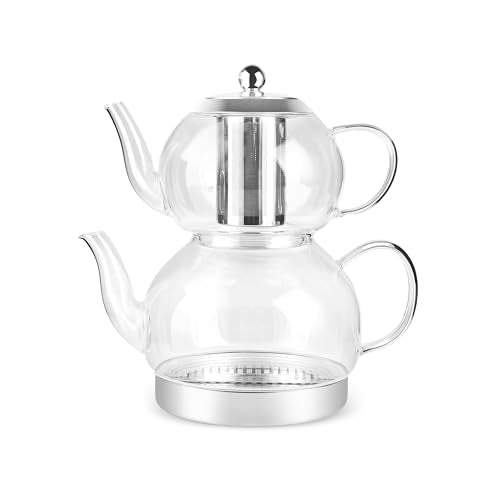 Pandora Borosilicate Glass Teapot for Turkish Tea (2 Count)