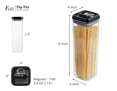 Flip Tite TALL Storage Container with Lid 4" Air Tight Easy Open Ring Top (3 Count)