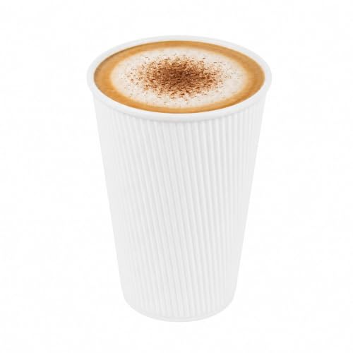 Coffee Cups 500 Pack of 16 oz Ripple Wall Insulated Coffee Cups Non (500 Count)