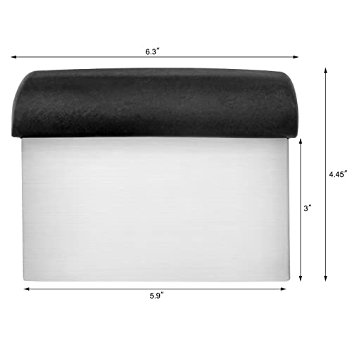 Bakery Grade Stainless Steel Dough Scraper with Black Plastic Handle