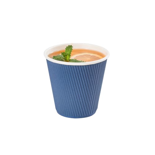 Ripple Wall Coffee Cups 25 Count 8 Ounce Insulated Midnight Blue Paper Cups