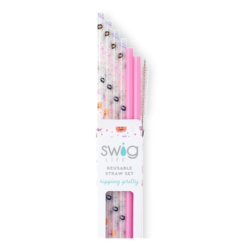 Pack of 6 Reusable Plastic Straws with Cleaning Brush (6 Count)