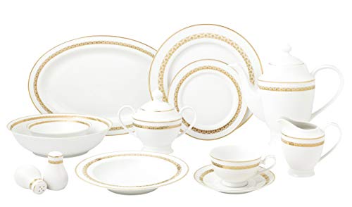 Stylish and Elegant 57 Pieces Bone China Dinnerware Set Service for 8 People