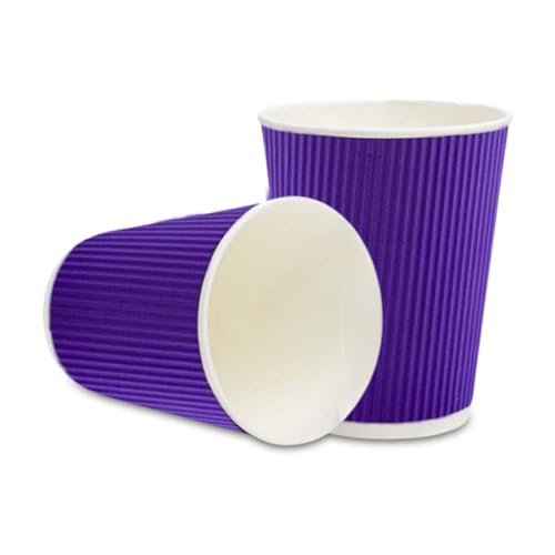 Ripple Wall Coffee Cups 500 Count 12 Ounce Insulated Royal Purple Paper Cups