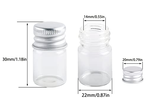 Mini Glass Bottles with Screw Caps 5ml 24 Sets Aluminum Top Metal Lids 5 Milliliter Tiny Vials Small Jars DIY Storage Art Craft Decor (24 Count)