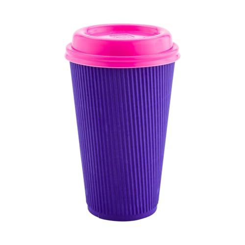 Ripple Wall Coffee Cups 500 Count 16 Ounce Insulated Royal Purple Paper Cups