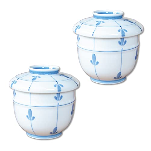 Chawanmushi Cups with Lids Set of 2 Japanese Chawan Mushi Arita Imari ware Made in Japan Mebae (2 Count)