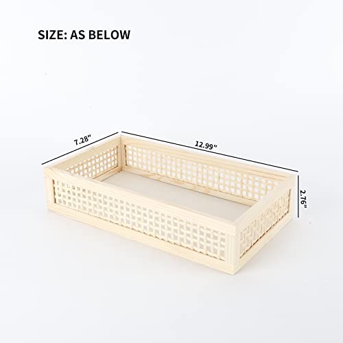Rectangular Wooden Bamboo Serving Tray with Handles