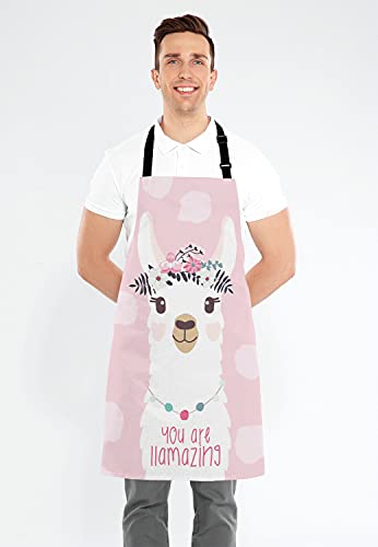 Llama with fun quote You are llamazing Bib Apron with Adjustable Neck for Men Women