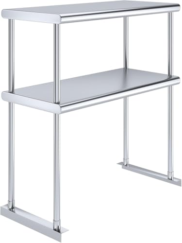 NSF Certified 18 Gauge Heavy Duty Stainless Steel Double overshelf with Brackets for Kitchens