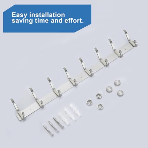 23 Inch Coat Rack Wall Mount with 8 Hooks (2 Count)