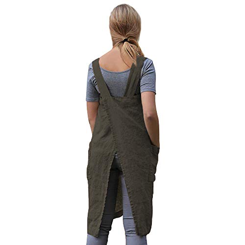 Women’s Pinafore Square Apron Baking Cooking Gardening Works Cross Back Cotton