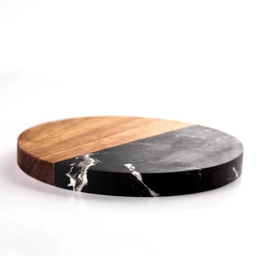 4 Pack Black Marble and Acacia Wood Coasters (4 Count)