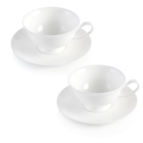 Fine Bone China Espresso Cups and Saucers Set of 2 (2 Count)