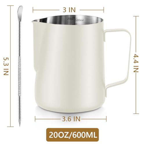 Milk Frothing Pitcher Stainless Milk Cup with Art Pen