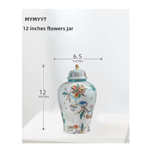 12 inches flowers Ginger Jar with Lid Chinese Decorative Ceramic