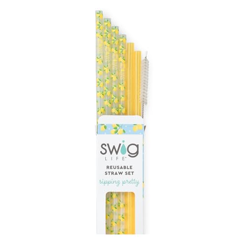 Reusable Straw Set with Cleaning Brush (6 Count)