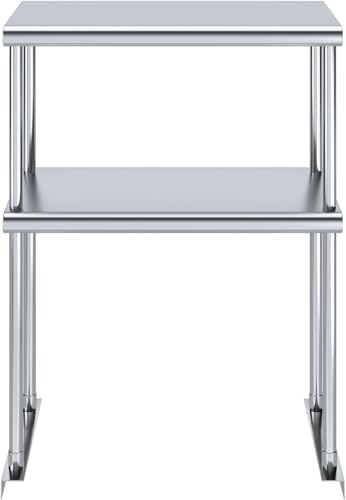 NSF Certified 18 Gauge Heavy Duty Stainless Steel Double overshelf with Brackets for Kitchens (2 Count)