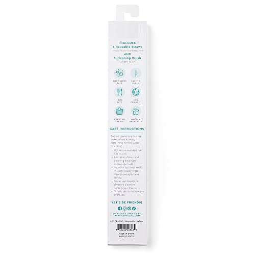 Pack of 6 Reusable Plastic Straws with Cleaning Brush (8 Count)