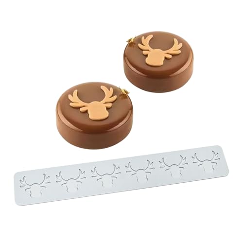 3D Hollow Out Lace Mold Silicone Christmas Deer Head Shape Fondant Molds Chocolate Mould for Cake Pastry Decor Baking Gumpastes Moulds Decoration