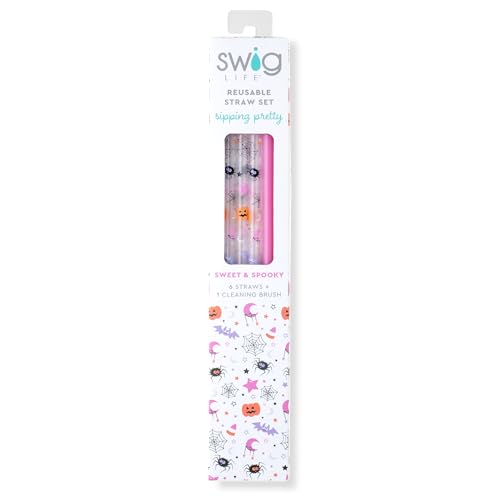 Pack of 6 Reusable Plastic Straws with Cleaning Brush (6 Count)