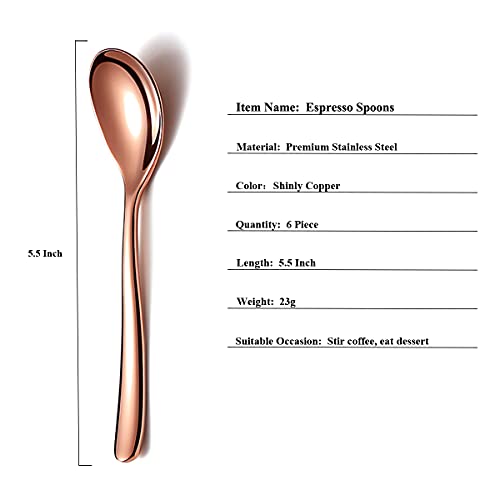 Copper Demitasse Espresso Spoons (6 Count)