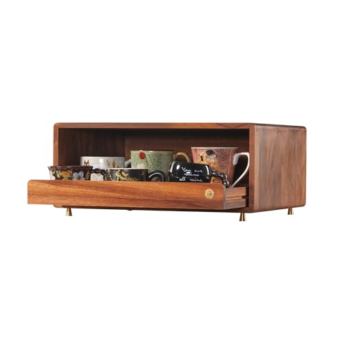 Wooden Coffee Station Storage Rack with Drawers