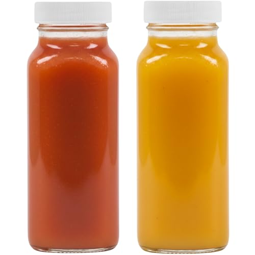 8oz Square Glass Juice Shot Bottle with Lid (2 Count)