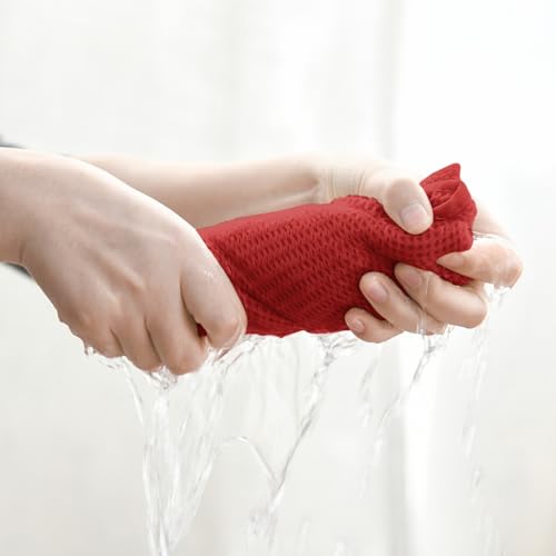 100% Cotton Dark Red Waffle Weave Kitchen Dish Cloths (6 Count)