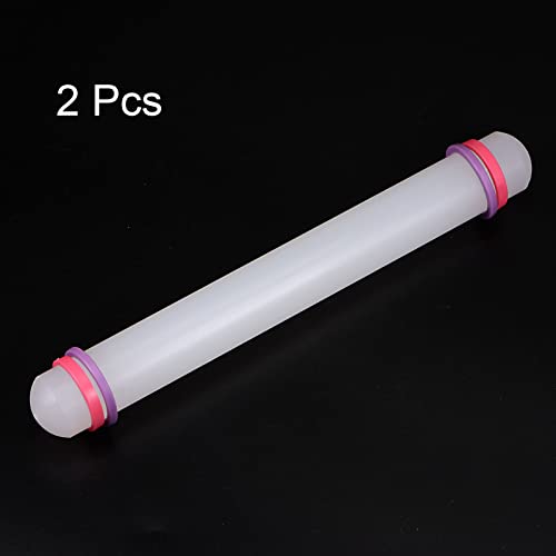 2pcs Fondant Rolling Pin 9 Inch x 0.98 Inch Adjustable Guide Rings Non (2 Count)