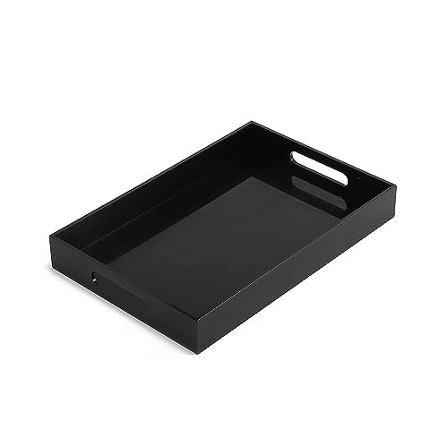 Glossy Black Sturdy Acrylic Serving Tray with Handles