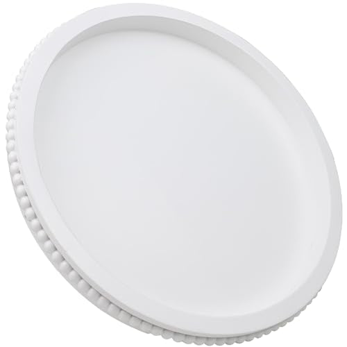 Round Wood Serving Tray with Beaded