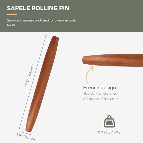 Sapele French Rolling Pin for Baking