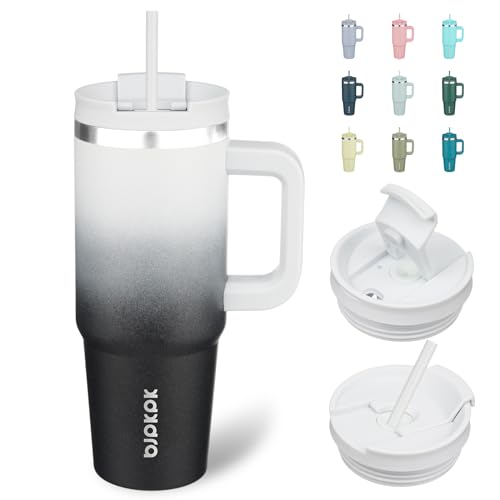 30 oz Insulated Tumbler with Handle & Straw
