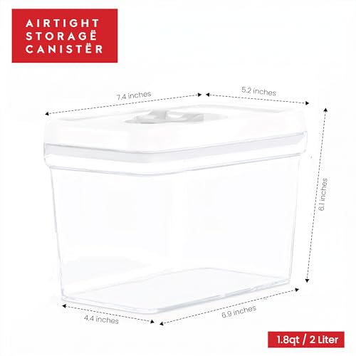 Airtight Food Storage Containers with White Lids 2L (4 Count)