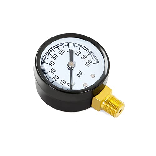 1 4" NPT 100Psi Steel Economical All Purpose Pressure Gauge with Brass Internals 2" Dial Display Bottom Mount