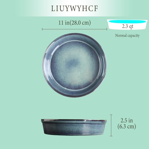 Ceramic Pie Pan Quiche Dish 2.3 Quart Baking Pan