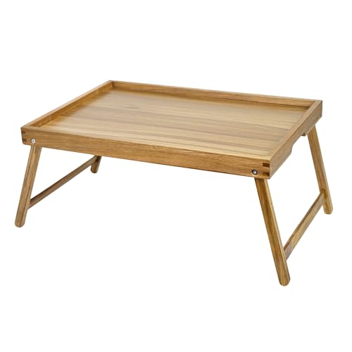 Acacia Bed Tray Table with Folding Legs