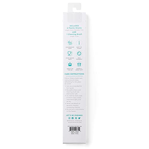 Pack of 6 Reusable Plastic Straws with Cleaning Brush (6 Count)
