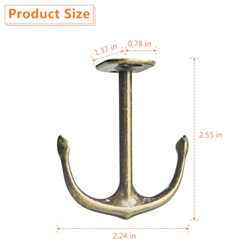 Anchor Shape Zinc Alloy Double Prong Ceiling Hooks (4 Count)