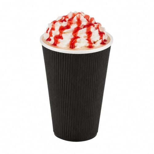 Ripple Wall Coffee Cups 25 Count 16 Ounce Insulated Black Paper Cups