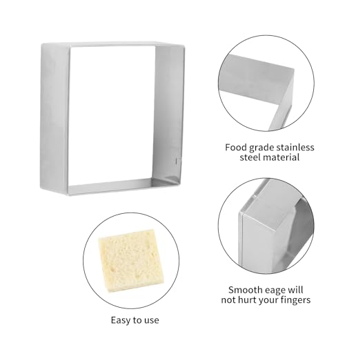 Square cookie cutters ANCKNE Stainless Steel Rectangle Biscuit Molds Square Pastry Molds Fondant Cake Cookie Cutter Set (4 Count)