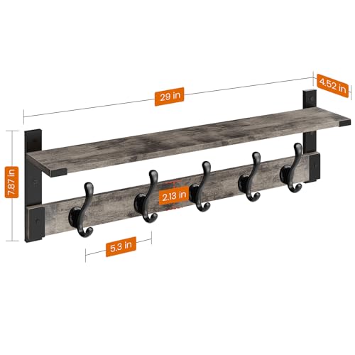 Coat Rack Wall Mount with Shelf