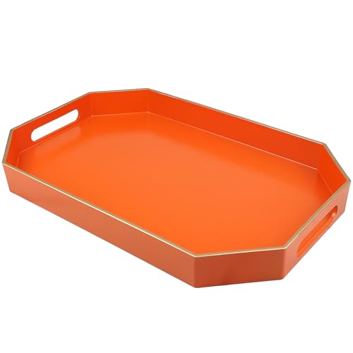 Orange Decorative Tray with Handles